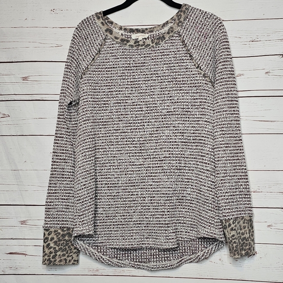 Mystree Striped and Leopard Print Long Sleeve Top - Picture 6 of 10